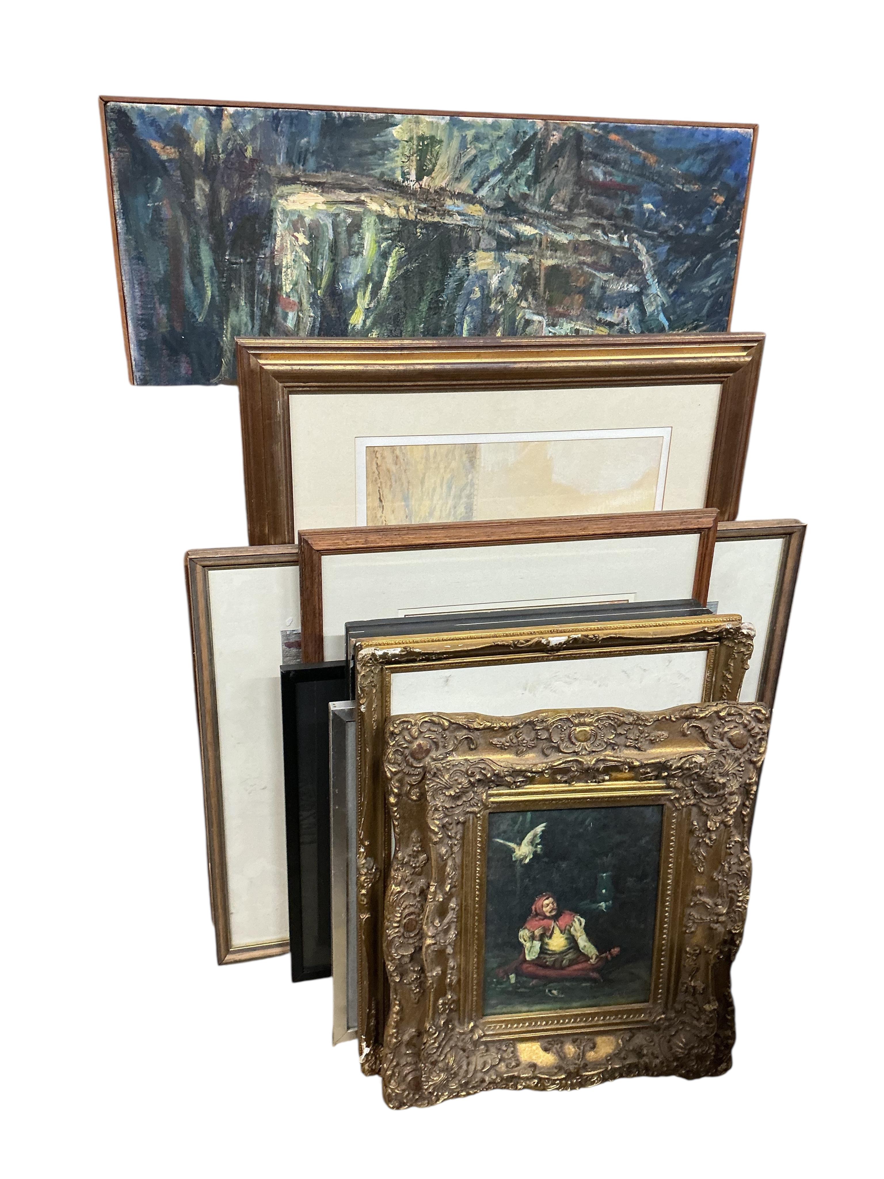 A quantity of assorted oils, watercolours and prints